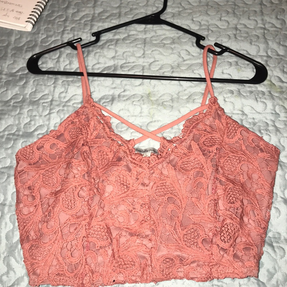 Pink crochet crop top